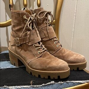 Elegant Brown Suede Combat Boots